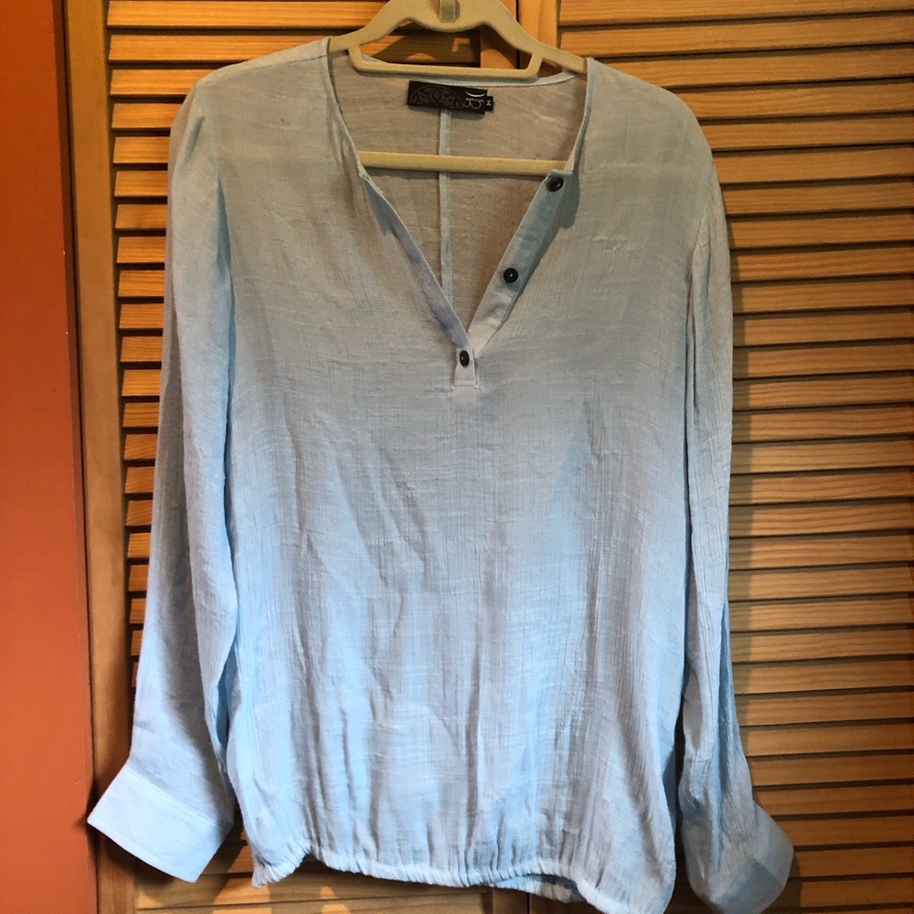 Silk & Cotton Pale Blue peasant blouse